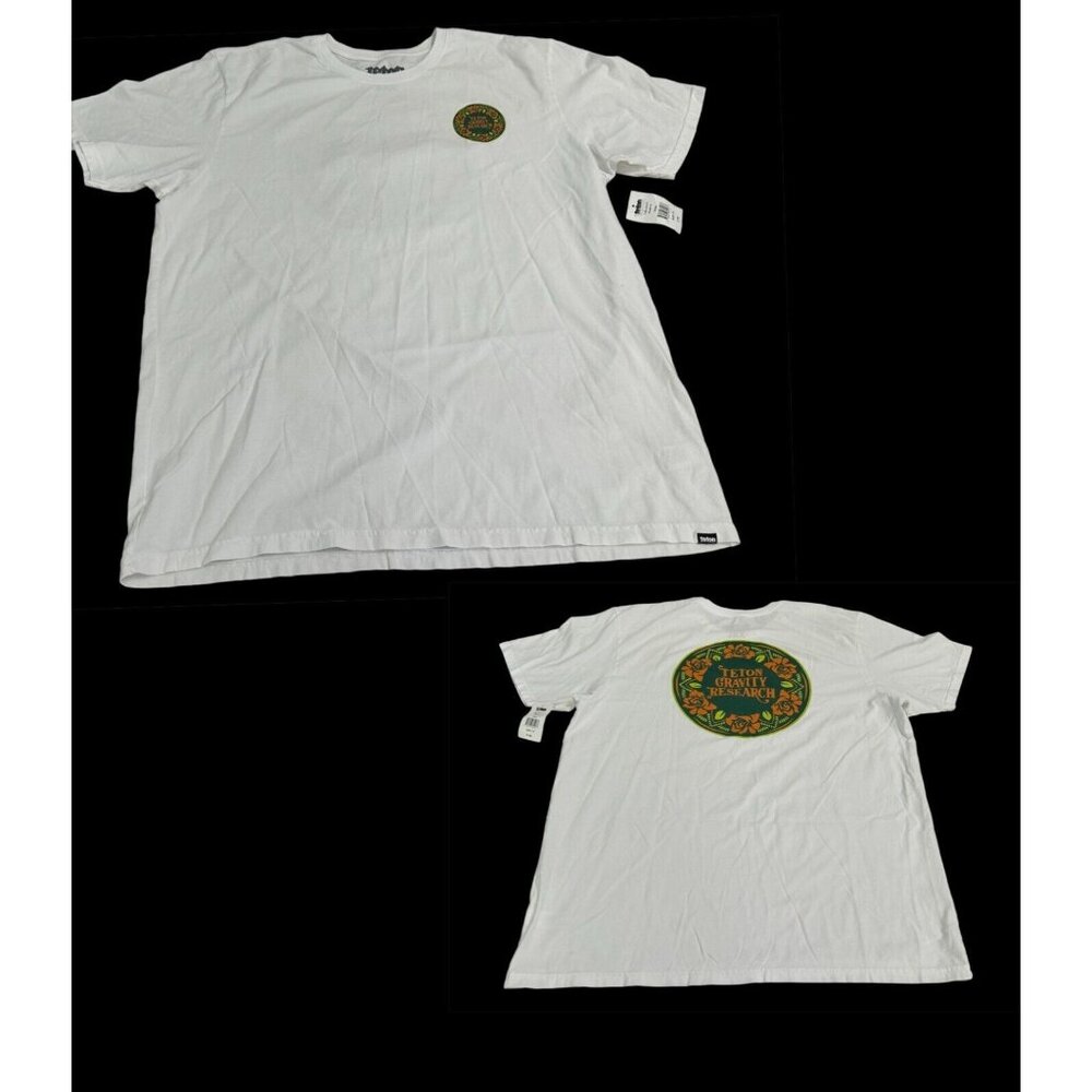 Teton Gravity Research T Shirt Mens XXL White Mandala Tee Green Orange Roses NWT
